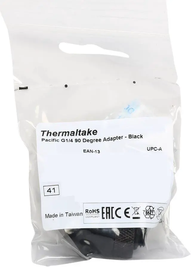 Alt view image 4 of 4 - Thermaltake Pacific CL-W052-CU00BL-A Pacific DIY LCS Black G1/4 90 Degree Adapter Fitting