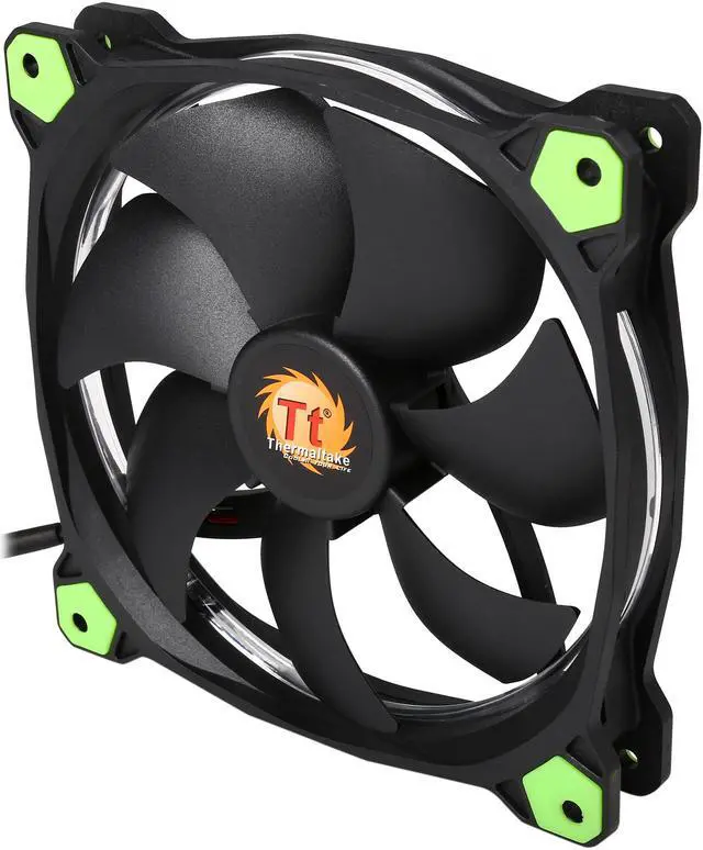 Alt view image 2 of 5 - Thermaltake Riing 14 Series High Static Pressure 140mm Circular Green LED Ring Case/Radiator Fan CL-F039-PL14GR-A