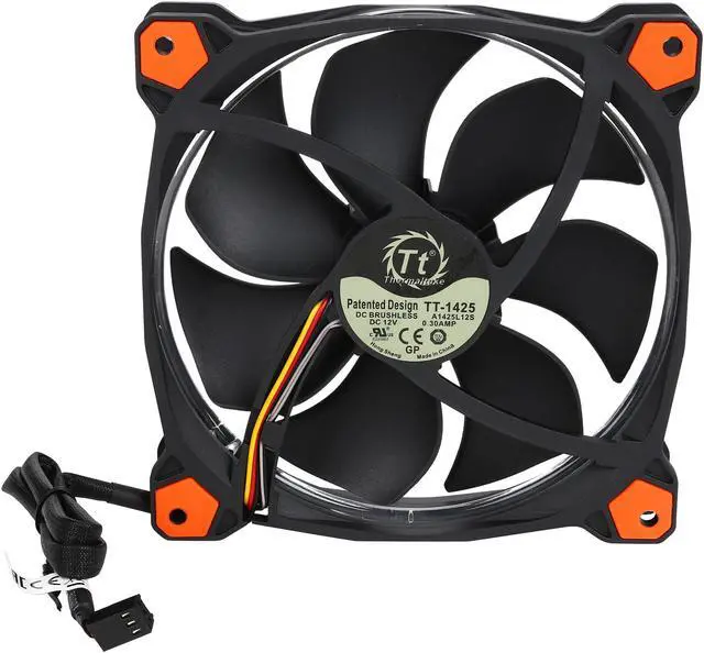 Alt view image 4 of 5 - Thermaltake Riing 14 Series High Static Pressure 140mm Circular Orange LED Ring Case/Radiator Fan CL-F039-PL14OR-A