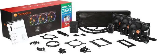 Alt view image 13 of 13 - Thermaltake Water 3.0 Riing RGB 360 Edition PWM AIO Tt LCS Certified Liquid Cooling System CL-W108-PL12SW-A