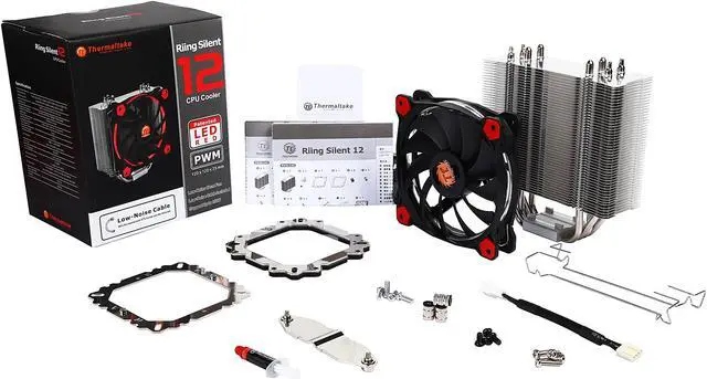Alt view image 8 of 8 - Thermaltake Riing Silent 12 Red LED 150W Intel/AMD 120mm CPU Cooler CL-P022-AL12RE-A