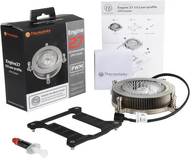 Alt view image 7 of 6 - Thermaltake Engine 27 1U Low-Profile 70W Intel 60mm Low Noise PWM Fan Forty Fan Blade CPU Cooler CL-P032-CA06SL-A