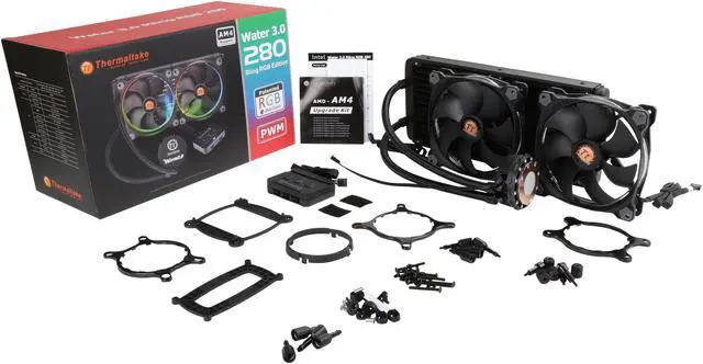 Alt view image 12 of 12 - Thermaltake Water 3.0 280 Riing RGB Edition PWM AIO Tt LCS Certified Liquid Cooling System CL-W138-PL14SW-A
