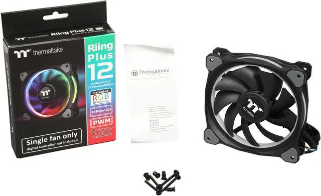 Alt view image 6 of 6 - Thermaltake CL-F059-PL12SW-A Riing Plus 12 LED RGB Radiator Fan TT Premium Edition (Single Fan Pack)