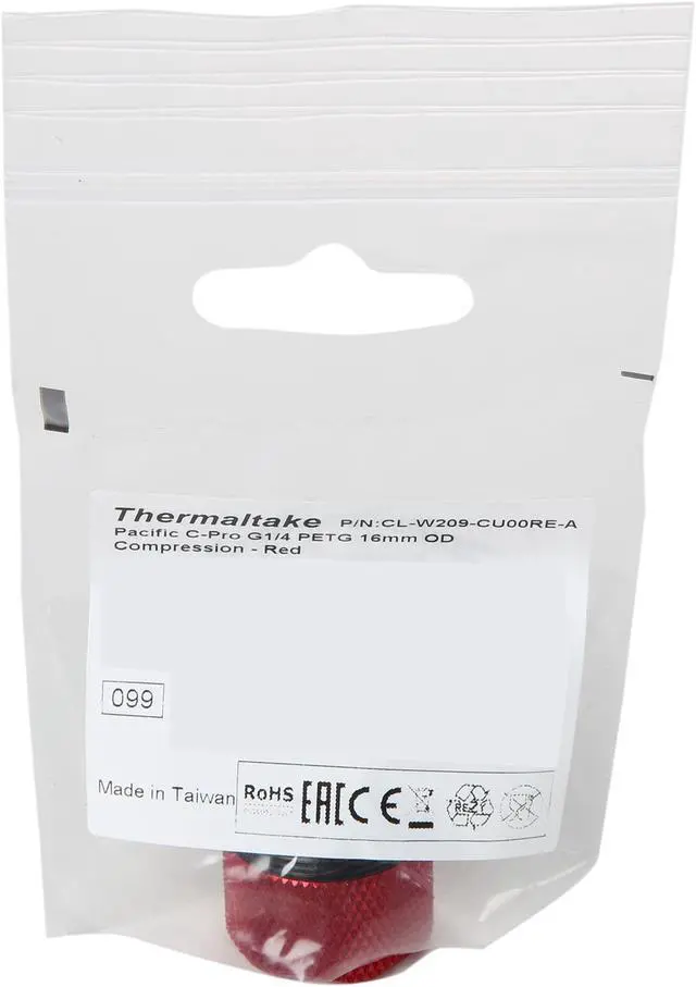 Alt view image 4 of 4 - Thermaltake CL-W209-CU00RE-A Pacific C-PRO G1/4 PETG Tube 16mm OD Compression - Red