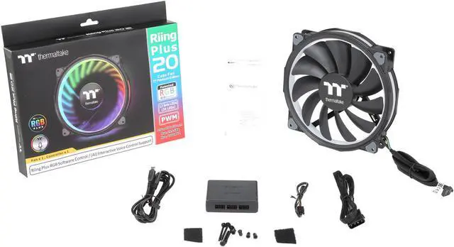 Alt view image 11 of 11 - Thermaltake Riing Plus 20 LED RGB Case Fan TT Premium Edition - CL-F069-PL20SW-A (Single Fan Pack with Controller)