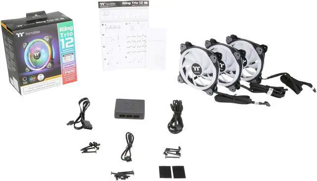 Alt view image 11 of 11 - Thermaltake Riing Trio 12 RGB Radiator Fan TT Premium Edition (3-Fan Pack) CL-F072-PL12SW-A RGB LED Case Fan