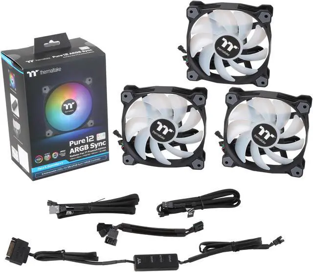 Alt view image 17 of 17 - Thermaltake Pure 12 ARGB 5V Motherboard Sync/Analog Controller TT Premium Edition 16.8 Million Colors 9 Addressable LEDs 120mm Hydraulic Bearing PWM Case/Radiator Fan, (3-Fan Pack) CL-F079-PL12SW-A