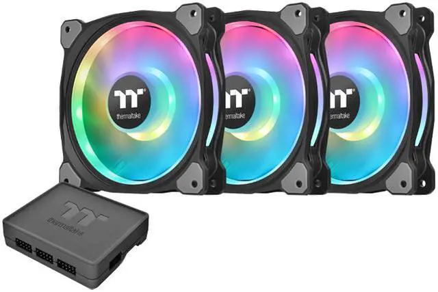 Main image of Thermaltake Riing Duo 12 RGB Radiator Fan TT Premium Edition (3-Fan Pack) CL-F073-PL12SW-A RGB LED Case Fan