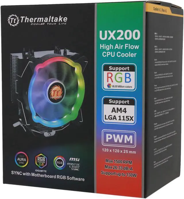 Alt view image 7 of 13 - Thermaltake UX200 ARGB Lighting 120mm Hydraulic Bearing CPU Cooler - CL-P065-AL12SW-A