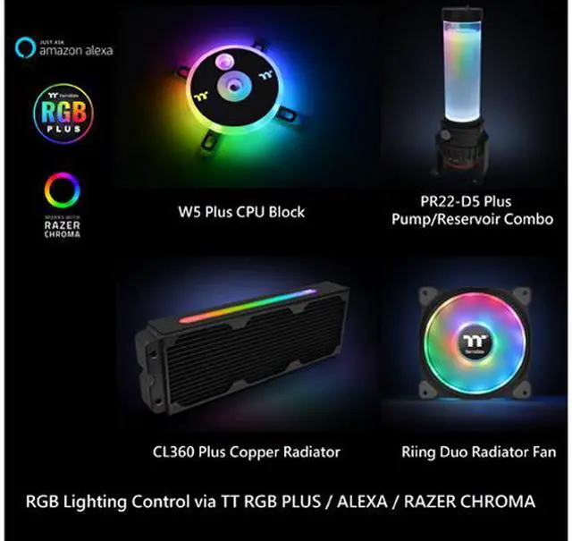 Alt view image 6 of 6 - Thermaltake CL360 Max, D5 Res/Pump, RBG Software Enabled (TT RGB Plus/Alexa/Razer Chroma), Copper Radiator, PETG Hard Tube, Water Cooling Kit W259-CU00SW-A, LGA 1700 Compatible
