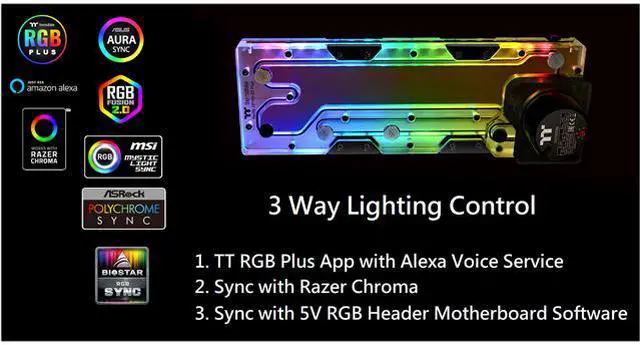 Alt view image 9 of 9 - Thermaltake DP100-D5 Plus, RBG Software Enabled (TT RGB Plus/Alexa/Razer Chroma/5V Motherboard), 250ml, 360mm Rad Supported, 5-Speed D5 Pump Distro Plate Combo CL-W263-PL00SW-A