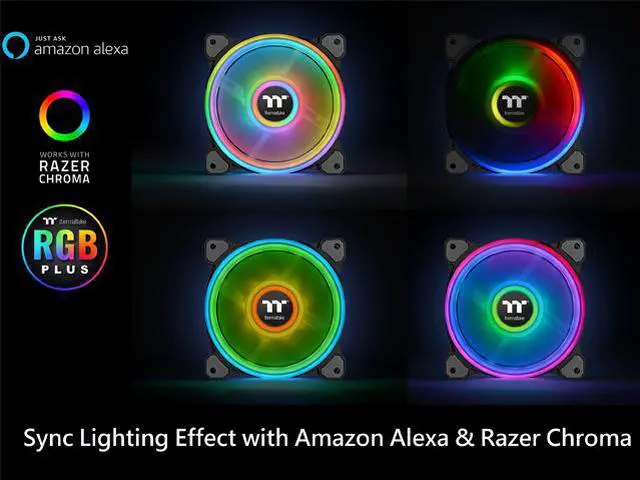 Alt view image 8 of 8 - Thermaltake Riing Quad CL-F088-PL12SW-B RGB LED Radiator Fan 3 Pack