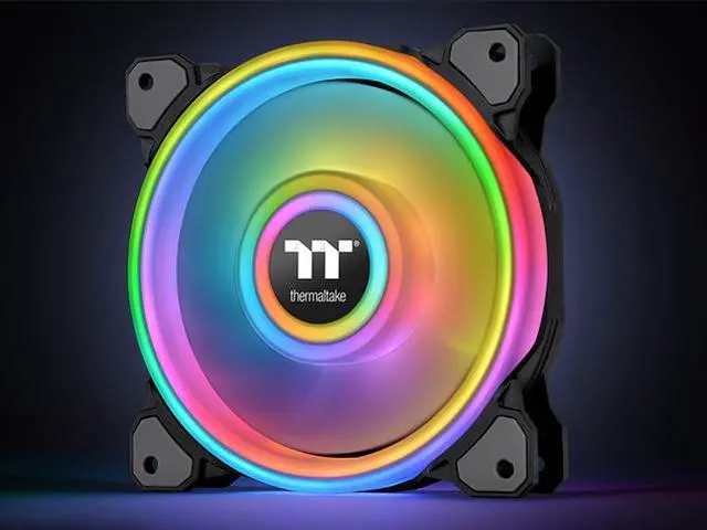 Alt view image 7 of 8 - Thermaltake Riing Quad CL-F089-PL14SW-B 140mm RGB LED Radiator Fan 3 Pack