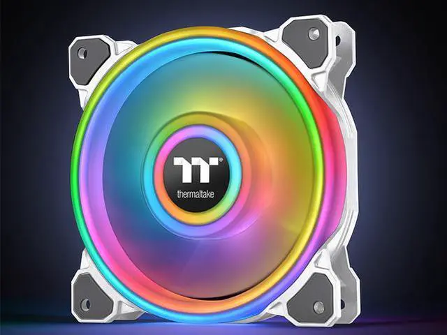 Alt view image 8 of 9 - Thermaltake Riing Quad CL-F100-PL12SW-B RGB LED Radiator Fan White 3 Pack
