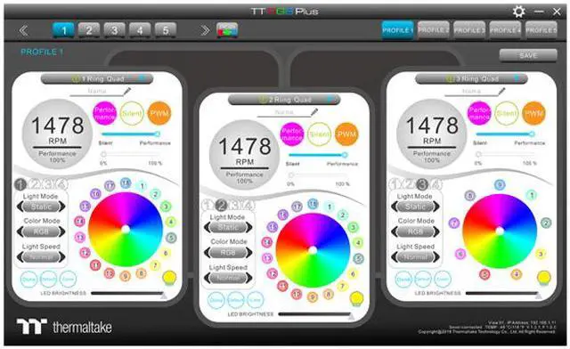 Alt view image 7 of 9 - Thermaltake Riing Quad CL-F100-PL12SW-B RGB LED Radiator Fan White 3 Pack