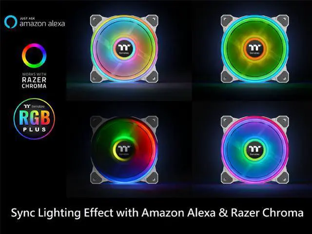 Alt view image 9 of 9 - Thermaltake Riing Quad CL-F100-PL12SW-B RGB LED Radiator Fan White 3 Pack