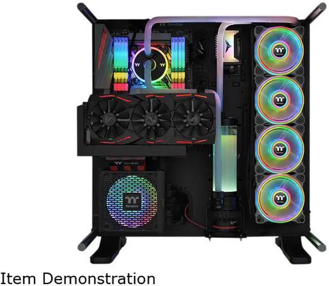 Alt view image 5 of 8 - Thermaltake Riing Quad CL-F101-PL14SW-B 140mm RGB LED Radiator Fan White 3 Pack