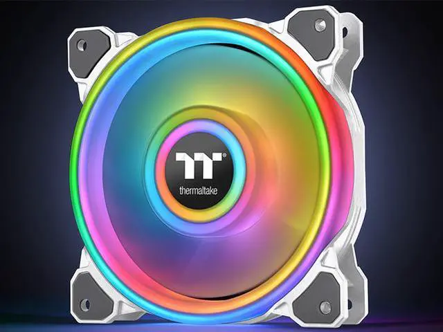 Alt view image 7 of 8 - Thermaltake Riing Quad CL-F101-PL14SW-B 140mm RGB LED Radiator Fan White 3 Pack