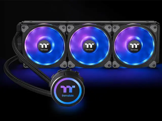 Alt view image 10 of 11 - Thermaltake Floe DX 360 Triple Riing Duo 16.8 Million Colors RGB 54 LED LGA2066 AM4 Ready Intel/AMD Liquid Cooling All-in-One CPU Cooler, CL-W256-PL12SW-B LGA 1700 Compatible