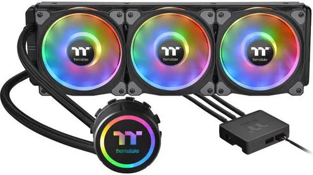 Alt view image 2 of 11 - Thermaltake Floe DX 360 Triple Riing Duo 16.8 Million Colors RGB 54 LED LGA2066 AM4 Ready Intel/AMD Liquid Cooling All-in-One CPU Cooler, CL-W256-PL12SW-B LGA 1700 Compatible