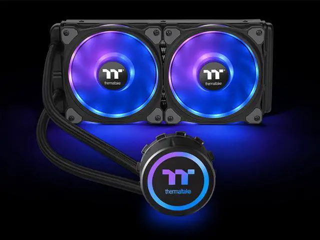 Alt view image 9 of 11 - Thermaltake Floe DX 240 Dual Riing Duo 16.8 Million Colors RGB 36 LED LGA2066 AM4 Ready Intel/AMD Liquid Cooling All-in-One CPU Cooler, CL-W255-PL12SW-B LGA 1700 Compatible