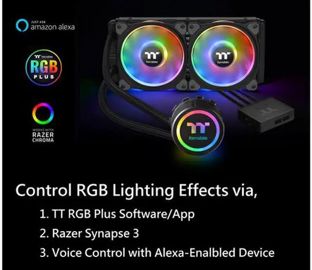 Alt view image 11 of 11 - Thermaltake Floe DX 240 Dual Riing Duo 16.8 Million Colors RGB 36 LED LGA2066 AM4 Ready Intel/AMD Liquid Cooling All-in-One CPU Cooler, CL-W255-PL12SW-B LGA 1700 Compatible