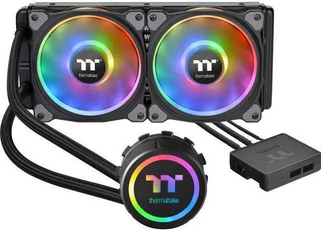 Main image of Thermaltake Floe DX 240 Dual Riing Duo 16.8 Million Colors RGB 36 LED LGA2066 AM4 Ready Intel/AMD Liquid Cooling All-in-One CPU Cooler, CL-W255-PL12SW-B LGA 1700 Compatible