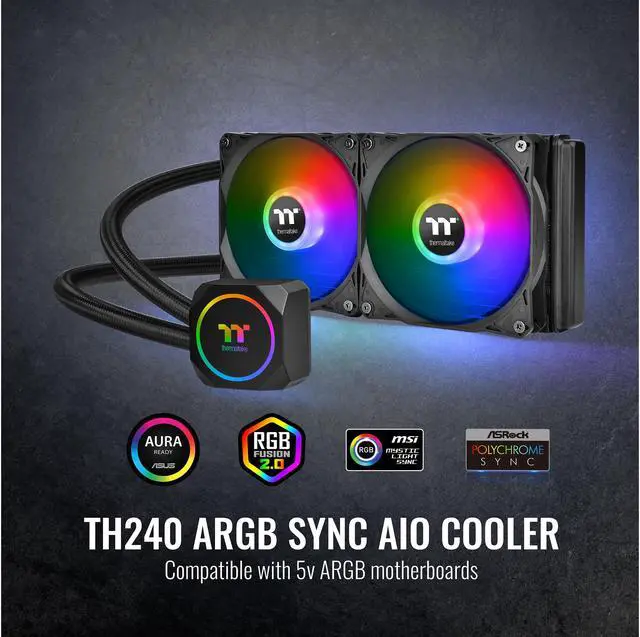 Alt view image 5 of 8 - Thermaltake TH240 ARGB Motherboard Sync Edition Intel/AMD All-in-One Liquid Cooling System 240mm High Efficiency Radiator CPU Cooler, CL-W286-PL12SW-A LGA 1700 Compatible