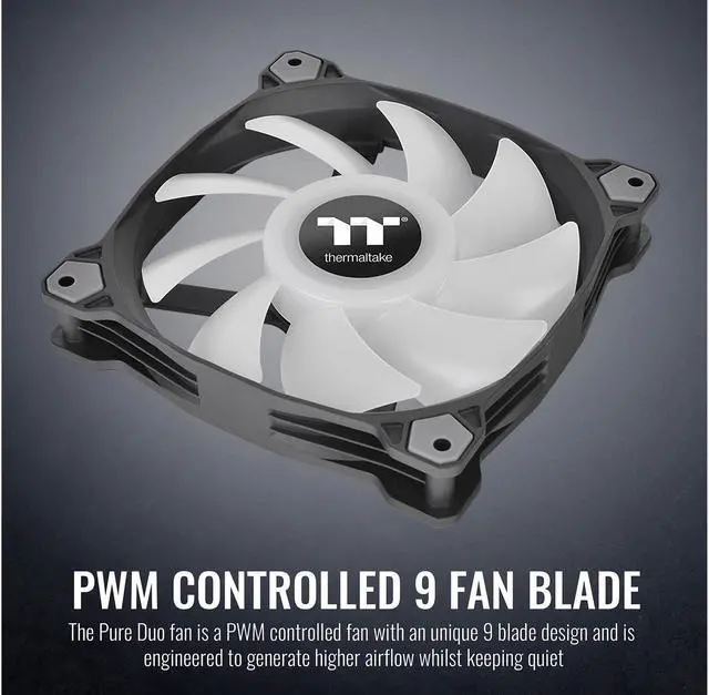 Alt view image 4 of 7 - Thermaltake Pure Duo 120mm 16.8 Million RGB Color 5V ARGB Motherboard Sync 2 Light Rings 18 Addressable LED 9 Blades Hydraulic Bearing Case/Radiator Fan (Dual Pack) CL-F115-PL12SW-B