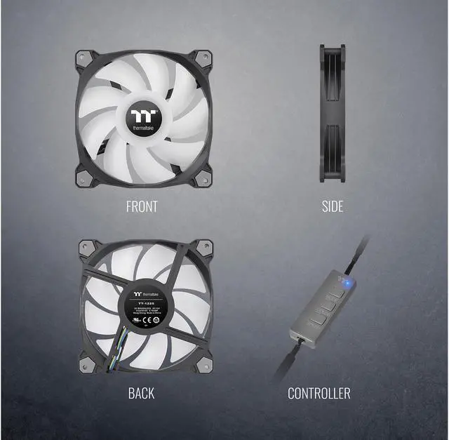 Alt view image 7 of 7 - Thermaltake Pure Duo 120mm 16.8 Million RGB Color 5V ARGB Motherboard Sync 2 Light Rings 18 Addressable LED 9 Blades Hydraulic Bearing Case/Radiator Fan (Dual Pack) CL-F115-PL12SW-B