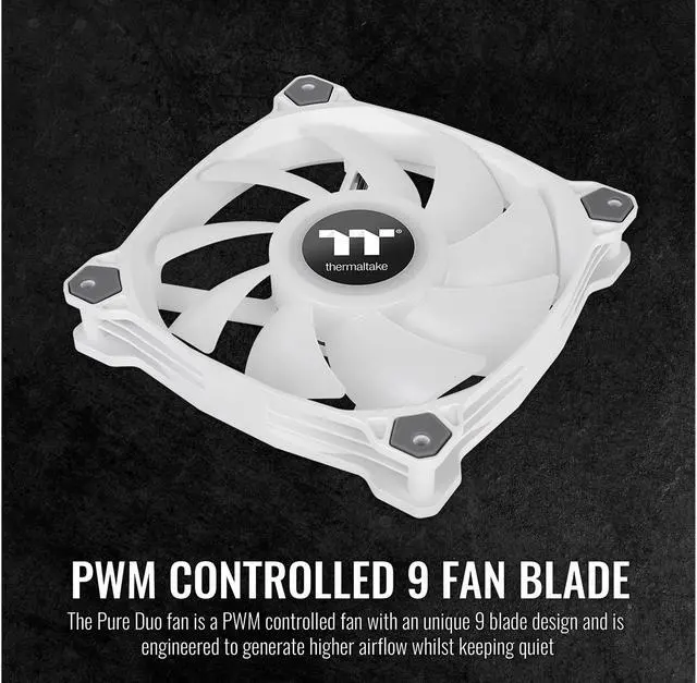 Alt view image 4 of 7 - Thermaltake Pure Duo 140mm 16.8 Million RGB Color 5V ARGB Motherboard Sync 2 Light Rings 18 Addressable LED 9 Blades Hydraulic Bearing White Case/Radiator Fan (Dual Pack) CL-F098-PL14SW-B