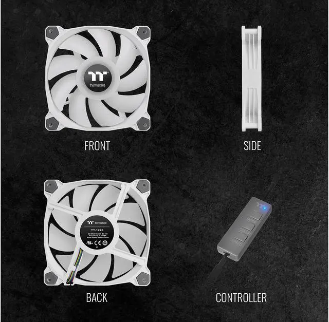 Alt view image 7 of 7 - Thermaltake Pure Duo 140mm 16.8 Million RGB Color 5V ARGB Motherboard Sync 2 Light Rings 18 Addressable LED 9 Blades Hydraulic Bearing White Case/Radiator Fan (Dual Pack) CL-F098-PL14SW-B