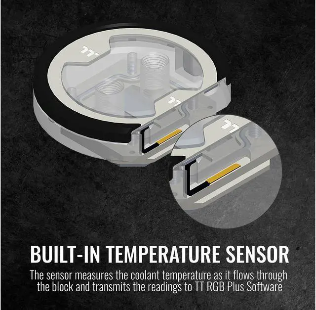 Alt view image 4 of 6 - Thermaltake W7 Plus, RBG Software Enabled (TT RGB Plus/Alexa/Razer Chroma), AMD (AM4)/Intel (LGA 1200), Built-in Temp Sensor CPU Water Block CL-W279-CU00SW-A, LGA 1700 Compatible