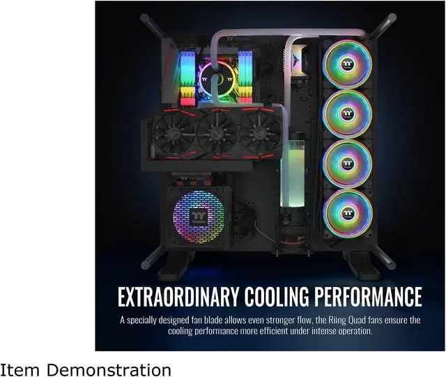 Alt view image 8 of 9 - Thermaltake Riing Quad 140mm 16.8 Million RGB Color (Alexa, Razer Chroma) Software Enabled 4 Light Rings 54 Addressable LED 9 Blades Hydraulic Bearing Case/Radiator Fan, Single Pack, CL-F089-PL14SW-C