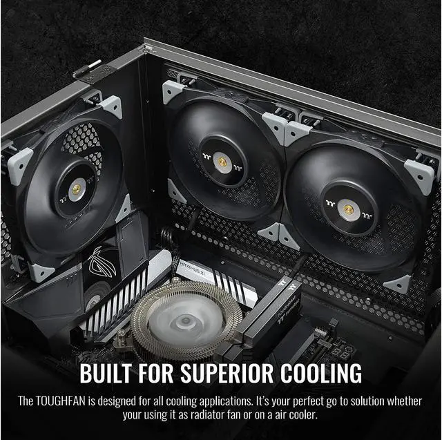 Alt view image 8 of 9 - Thermaltake ToughFan 12 High Static Pressure 2000 PWM, Metal-Reinforced Motor Hub, Gen.2 Hydraulic Bearing 120mm Case/Radiator Fan (2 Pack) CL-F082-PL12BL-A