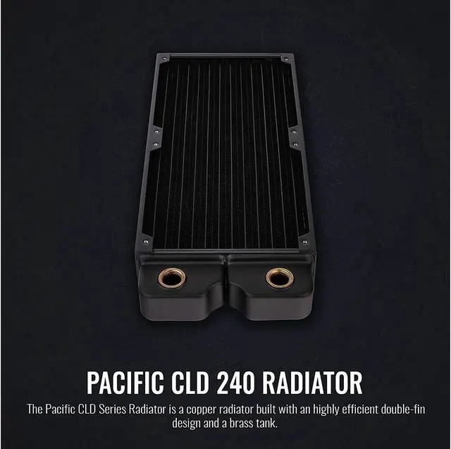 Alt view image 2 of 6 - Thermaltake CLD240, 40mm Thick 240mm Long, High-Density DOUBLE-Micro-Fin, Dual-Row, Copper Tubes Copper Radiator CL-W281-CU00BL-A