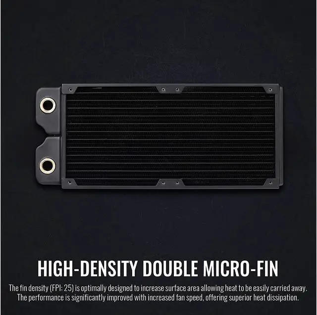 Alt view image 3 of 6 - Thermaltake CLD240, 40mm Thick 240mm Long, High-Density DOUBLE-Micro-Fin, Dual-Row, Copper Tubes Copper Radiator CL-W281-CU00BL-A