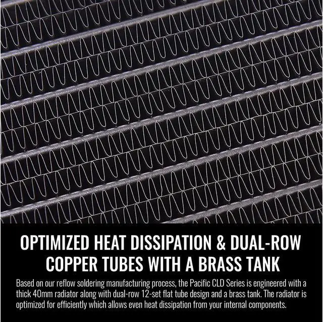 Alt view image 5 of 6 - Thermaltake CLD240, 40mm Thick 240mm Long, High-Density DOUBLE-Micro-Fin, Dual-Row, Copper Tubes Copper Radiator CL-W281-CU00BL-A