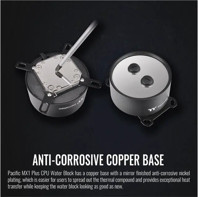 Alt view image 4 of 6 - Thermaltake MX1 Plus, RBG Software Enabled (TT RGB Plus/Alexa/Razer Chroma), AMD (AM4)/Intel (LGA 1200), Built-in Temp Sensor CPU Water Block  CL-W299-PL00SW-A, LGA 1700 Compatible