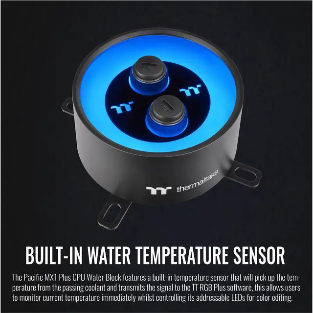 Alt view image 5 of 6 - Thermaltake MX1 Plus, RBG Software Enabled (TT RGB Plus/Alexa/Razer Chroma), AMD (AM4)/Intel (LGA 1200), Built-in Temp Sensor CPU Water Block  CL-W299-PL00SW-A, LGA 1700 Compatible