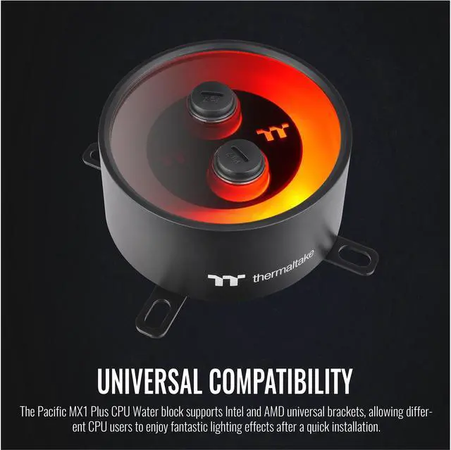 Alt view image 6 of 6 - Thermaltake MX1 Plus, RBG Software Enabled (TT RGB Plus/Alexa/Razer Chroma), AMD (AM4)/Intel (LGA 1200), Built-in Temp Sensor CPU Water Block  CL-W299-PL00SW-A, LGA 1700 Compatible