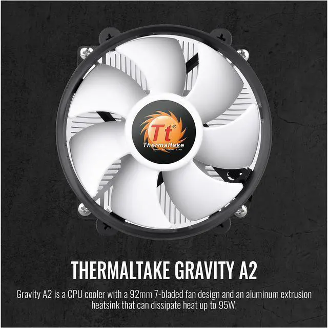 Alt view image 2 of 6 - Thermaltake 95W Gravity A2 CPU Cooler, 92mm 4-Pins PWM 1200-3500rpm Aluminum Extrusion CPU Cooling Fan for AMD AM4, CL-P078-AL09WT-A