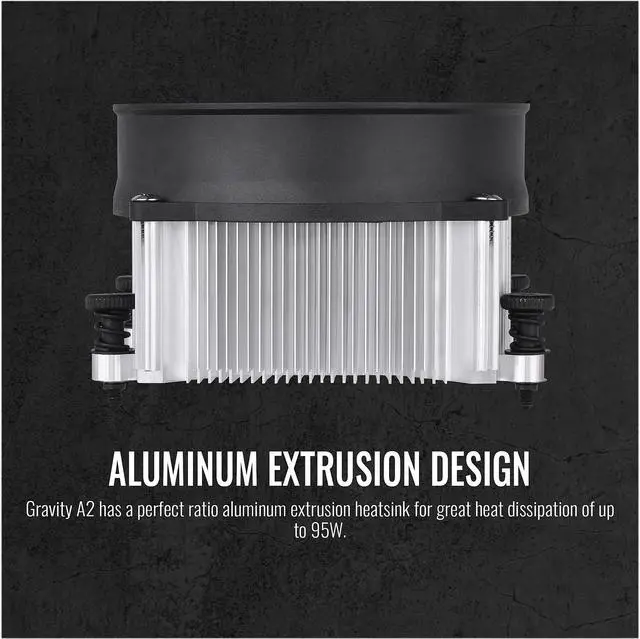 Alt view image 4 of 6 - Thermaltake 95W Gravity A2 CPU Cooler, 92mm 4-Pins PWM 1200-3500rpm Aluminum Extrusion CPU Cooling Fan for AMD AM4, CL-P078-AL09WT-A