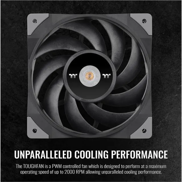 Alt view image 3 of 6 - Thermaltake TOUGHFAN 14 Black PWM 500 - 2000 RPM Controlled High Static Pressure 140mm Circular Radiator Fan with Anti-Vibration Mounting System Cooling, (2 Fan Pack), CL-F085-PL14BL-A