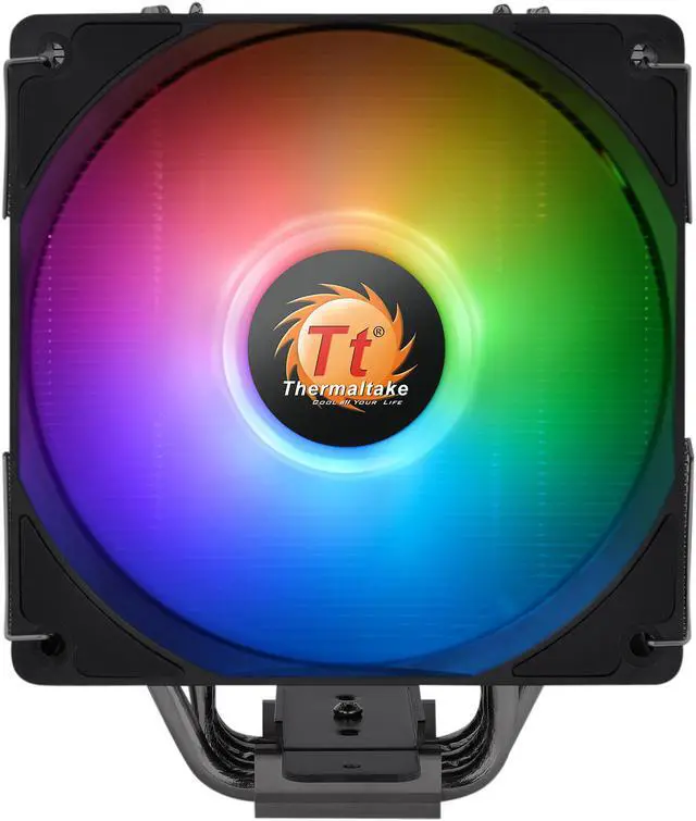 Alt view image 2 of 10 - Thermaltake UX210 5V Motherboard ARGB Sync 16.8 Million Colors 10 Addressable LED Intel/AMD Universal Socket Copper Base U-Shape Heatpipes Hydraulic Bearing 150W CPU Cooler CL-P079-CA12SW-A