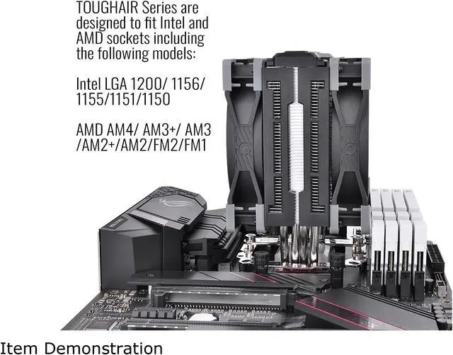 Alt view image 6 of 6 - Thermaltake TOUGHAIR 510 180W TDP CPU Cooler, Intel/AMD Universal Socket (LGA 1200/1700), Dual 120mm 2000RPM High Static Pressure PWM Fan with High Performance Copper Heat Pipes LGA 1700 Ready
