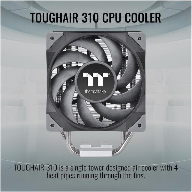 Alt view image 2 of 6 - Thermaltake TOUGHAIR 310 170W TDP CPU Cooler, Intel/AMD Universal Socket (LGA 1200/1700), 120mm 2000RPM High Static Pressure PWM Fan with High Performance Copper Heat Pipes LGA 1700 Ready