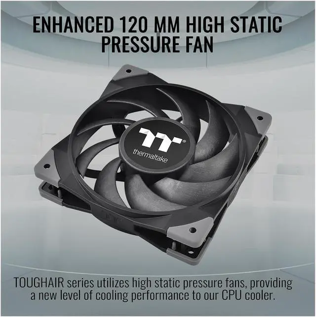Alt view image 3 of 6 - Thermaltake TOUGHAIR 110 140W TDP Top Flow CPU Cooler, Intel/AMD Universal Socket (LGA 1700/1200), 120mm 2000RPM High Static Pressure PWM Fan with High Performance Copper Heat Pipes LGA 1700 Ready
