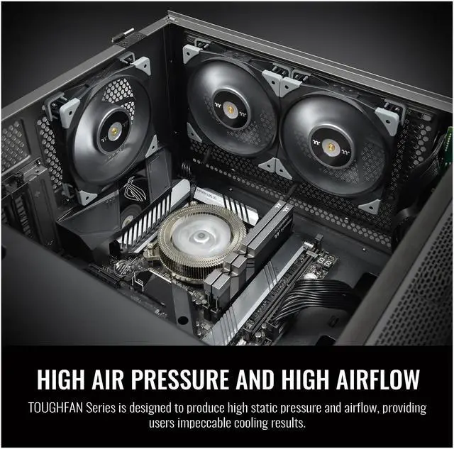 Alt view image 6 of 7 - Thermaltake ToughFan 12 Turbo, PWM controlled PWM 500 ~ 2500rpm, Metal-Reinforced Motor Hub, Gen.2 Hydraulic Bearing 120mm Case / Radiator Fan